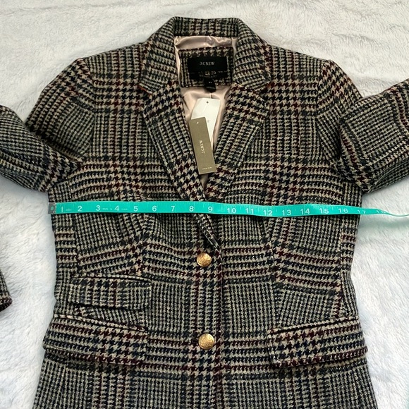 NWT J. Crew Dark Academia Wool Houndstooth Schoolboy Tweed Plaid Blazer, Size 2T - Picture 3 of 9